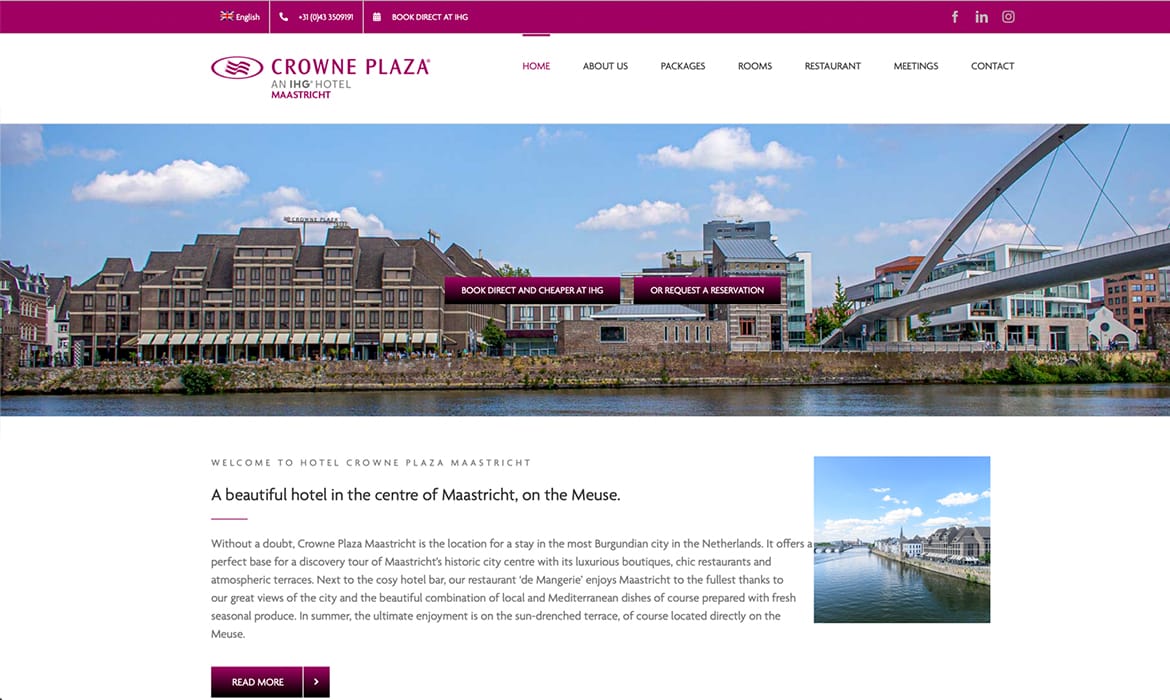 Création d'un site web pour le Crowne Plaza Maastricht