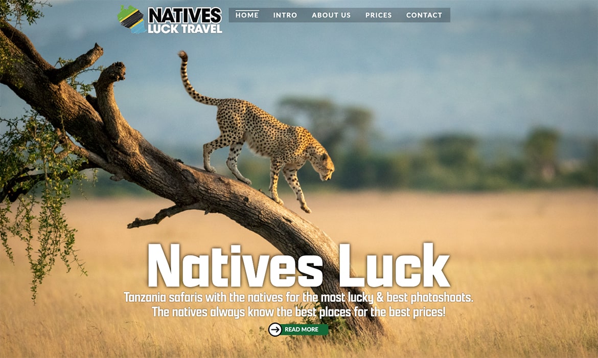Web design for Natives Luck Travel Tanzania